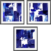 Framed 'Indigo Abstract 3 Piece Framed Art Print Set' border=