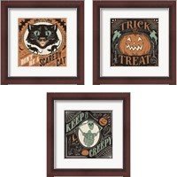 Framed 'Scaredy Cats 3 Piece Framed Art Print Set' border=