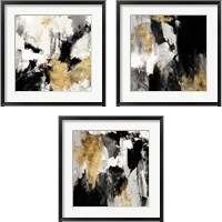 Framed 'Neutral Gold Collage 3 Piece Framed Art Print Set' border=