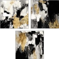 Framed Neutral Gold Collage 3 Piece Art Print Set