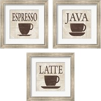 Framed 'Simply Coffee 3 Piece Framed Art Print Set' border=