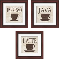 Framed 'Simply Coffee 3 Piece Framed Art Print Set' border=