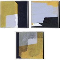 Framed 'Black & Yellow 3 Piece Canvas Print Set' border=