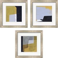 Framed 'Black & Yellow 3 Piece Framed Art Print Set' border=