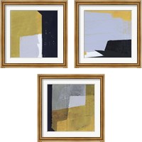 Framed 'Black & Yellow 3 Piece Framed Art Print Set' border=