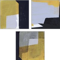 Framed 'Black & Yellow 3 Piece Art Print Set' border=