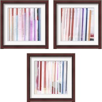 Framed 'Red Pink Stripes 3 Piece Framed Art Print Set' border=