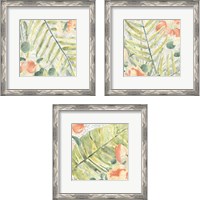 Framed 'Palm Garden 3 Piece Framed Art Print Set' border=