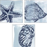 Framed 'Ocean Study 3 Piece Art Print Set' border=