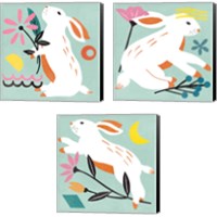 Framed Easter Bunnies 3 Piece Canvas Print Set