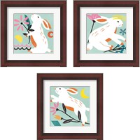 Framed 'Easter Bunnies 3 Piece Framed Art Print Set' border=