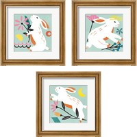 Framed 'Easter Bunnies 3 Piece Framed Art Print Set' border=