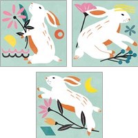 Framed 'Easter Bunnies 3 Piece Art Print Set' border=