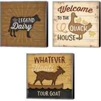 Framed 'Floats Your Goat 3 Piece Canvas Print Set' border=