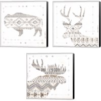 Framed Patterned Forest Animal 3 Piece Canvas Print Set