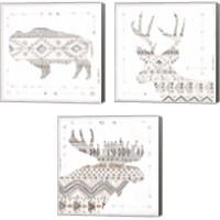 Framed 'Patterned Forest Animal 3 Piece Canvas Print Set' border=