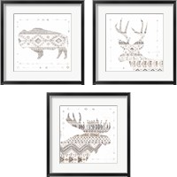 Framed 'Patterned Forest Animal 3 Piece Framed Art Print Set' border=