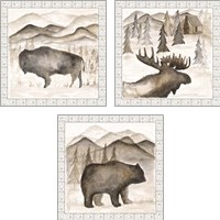 Framed 'Forest Animal 3 Piece Art Print Set' border=