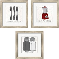 Framed 'Kitchen Sayings 3 Piece Framed Art Print Set' border=