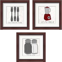 Framed 'Kitchen Sayings 3 Piece Framed Art Print Set' border=