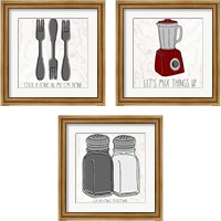 Framed 'Kitchen Sayings 3 Piece Framed Art Print Set' border=