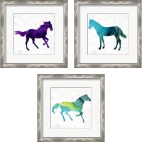 Framed 'Horse 3 Piece Framed Art Print Set' border=
