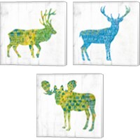 Framed 'Forest Animal 3 Piece Canvas Print Set' border=