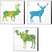 Framed 'Forest Animal 3 Piece Canvas Print Set' border=