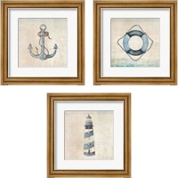 Framed 'Blue Nautical 3 Piece Framed Art Print Set' border=