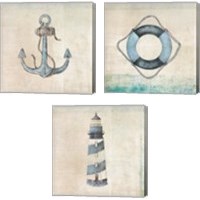 Framed Blue Nautical 3 Piece Canvas Print Set