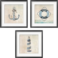 Framed 'Blue Nautical 3 Piece Framed Art Print Set' border=