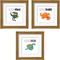 Framed 'Super Dino 3 Piece Framed Art Print Set' border=