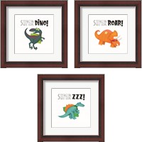 Framed 'Super Dino 3 Piece Framed Art Print Set' border=