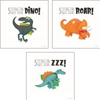 Framed Super Dino 3 Piece Art Print Set