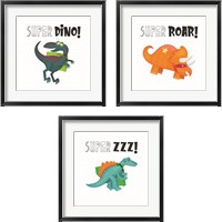 Framed 'Super Dino 3 Piece Framed Art Print Set' border=