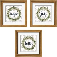 Framed 'Faith Eucalyptus Wreath 3 Piece Framed Art Print Set' border=