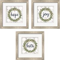 Framed 'Faith Eucalyptus Wreath 3 Piece Framed Art Print Set' border=