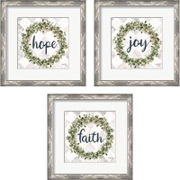 Framed 'Faith Eucalyptus Wreath 3 Piece Framed Art Print Set' border=