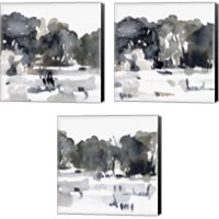 Framed 'December Landscape 3 Piece Canvas Print Set' border=