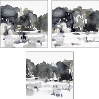 Framed December Landscape 3 Piece Art Print Set