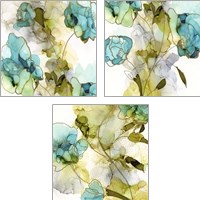 Framed 'Flower Facets 3 Piece Art Print Set' border=