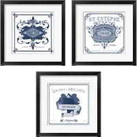 Framed Indigo Wine Labels 3 Piece Framed Art Print Set