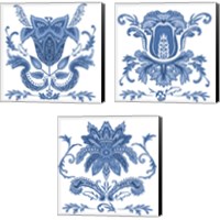 Framed 'Indigo Chint 3 Piece Canvas Print Set' border=