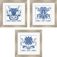 Framed 'Indigo Chint 3 Piece Framed Art Print Set' border=