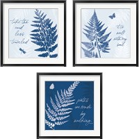 Framed 'True Blue 3 Piece Framed Art Print Set' border=