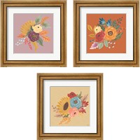 Framed 'Harvest Garden Flowers 3 Piece Framed Art Print Set' border=