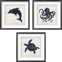 Framed 'Driftwood Coast Blue 3 Piece Framed Art Print Set' border=