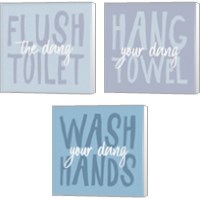 Framed 'Bathroom Advice 3 Piece Canvas Print Set' border=