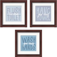 Framed 'Bathroom Advice 3 Piece Framed Art Print Set' border=