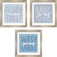 Framed 'Bathroom Advice 3 Piece Framed Art Print Set' border=